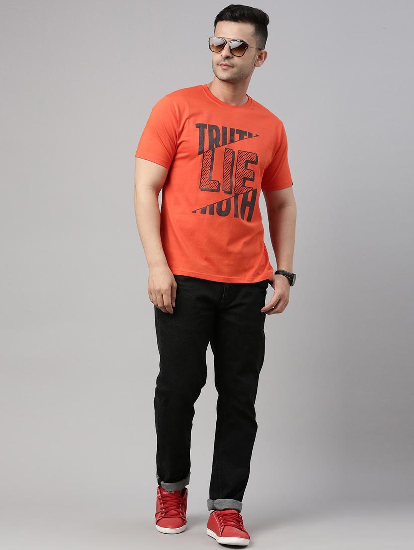 men round neck front print t-shirt - 21334982 - Zoom Image - 3