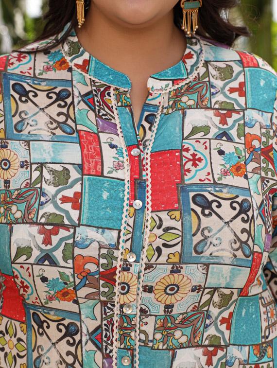 women blue rayon high-low tunic - 21337677 - Standard Image - 5