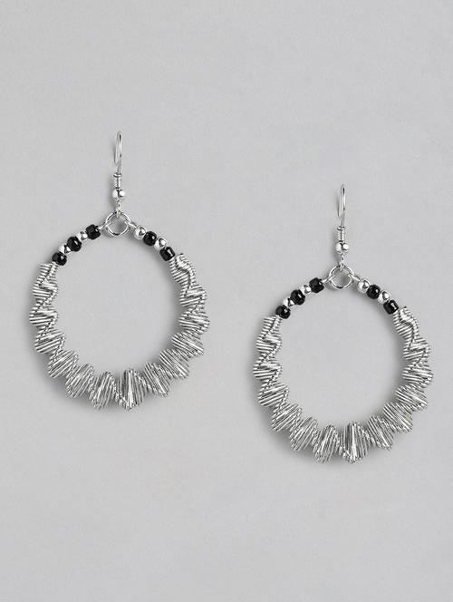 silver metal drop earrings - 21341465 - Standard Image - 0
