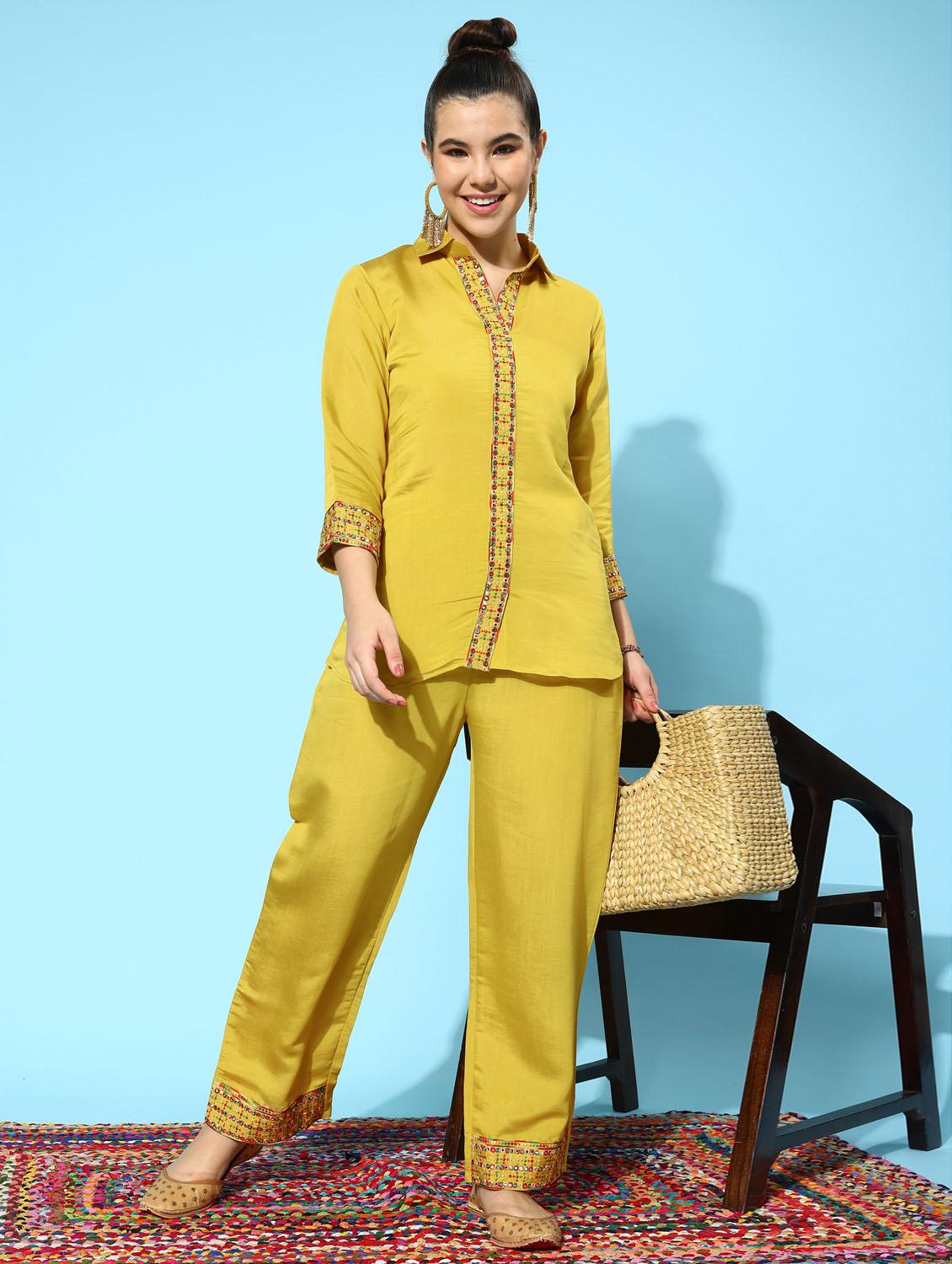 yellow silk blend coord set - 21344086 -  Zoom Image - 0