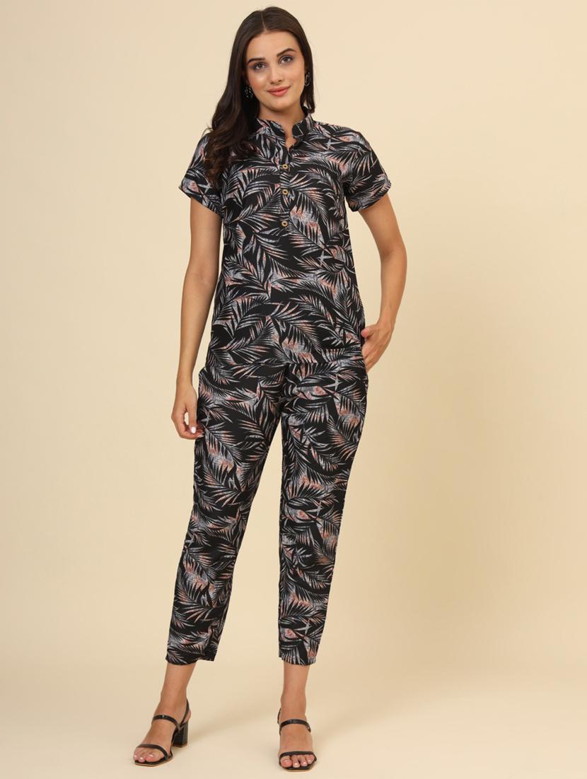 women black cotton blend top and trouser co-ord set - 21345695 -  Zoom Image - 0