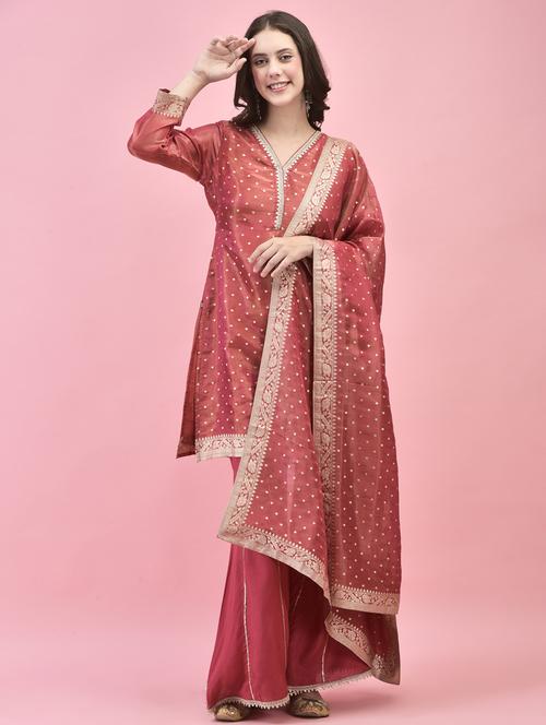 women long sleeve kurta sharara with dupatta set - 21353693 - Very Small Image - 1