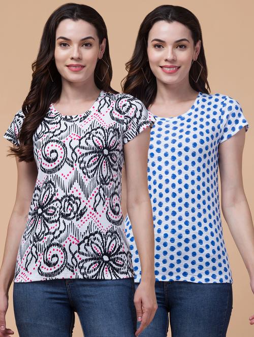 women multi colored printed combo t-shirt - 21356280 - Very Small Image - 1