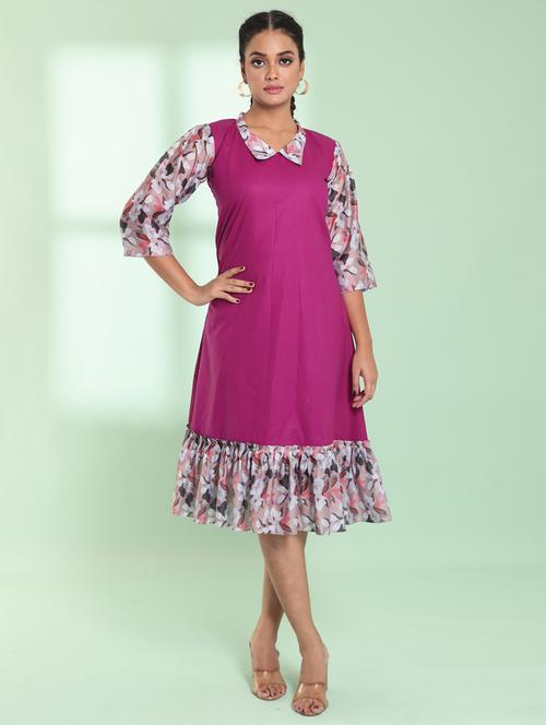 purple cotton aline ethnic dress - 21357938 -  Standard Image - 0