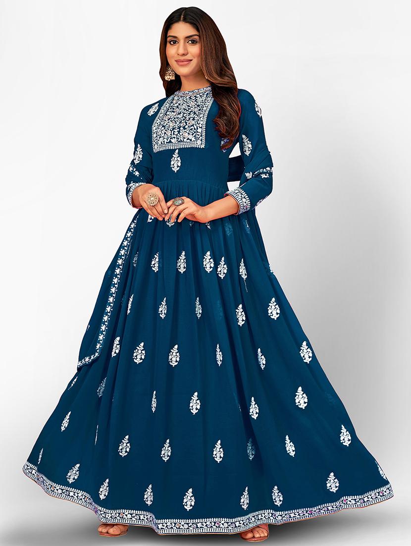 women embroidered semi-stitched anarkali suits set - 21369413 - Zoom Image - 0