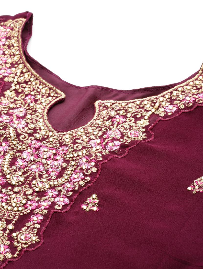 women maroon sharara suits semi-stitched suit - 21370517 - Zoom Image - 4