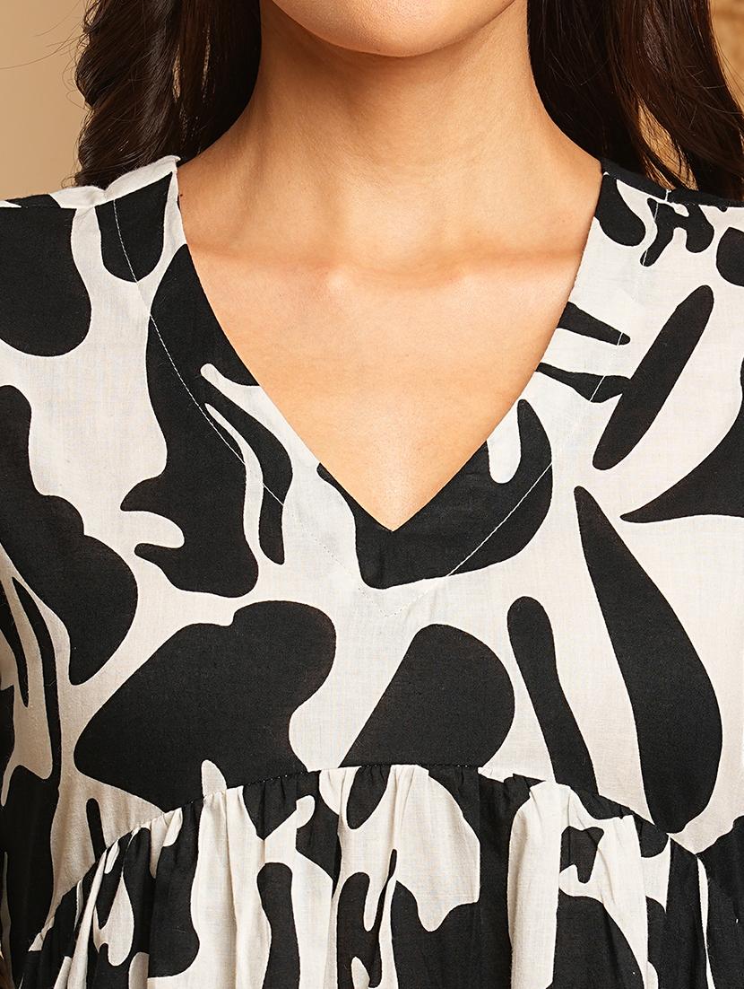 women black printed fit & flare dress - 21374151 - Zoom Image - 4