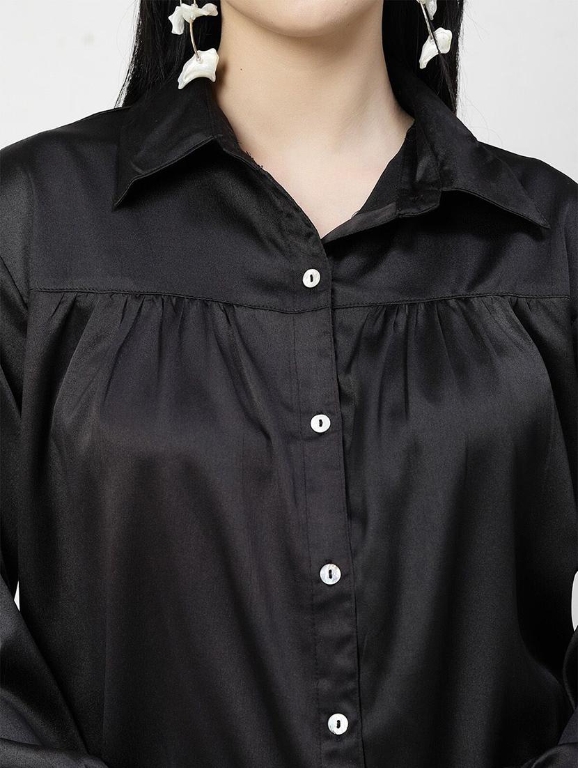 black solid regular shirt - 21382545 - Standard Image - 5