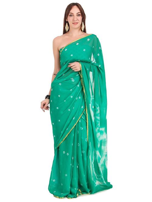 women bandhani printed chiffon saree - 21383021 - Standard Image - 0