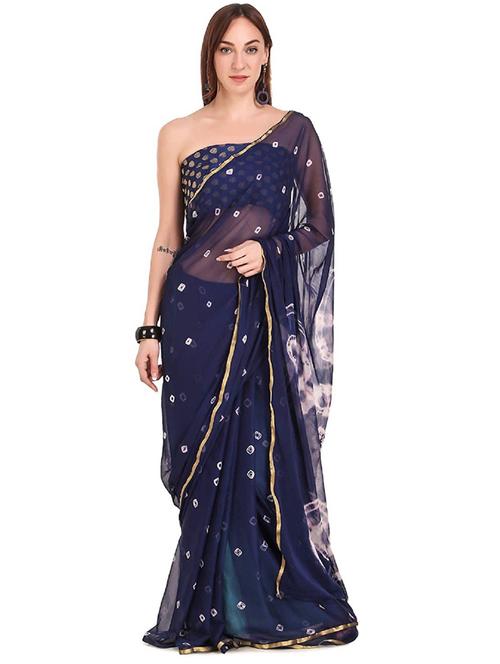 women bandhani printed chiffon saree - 21383023 -  Standard Image - 0