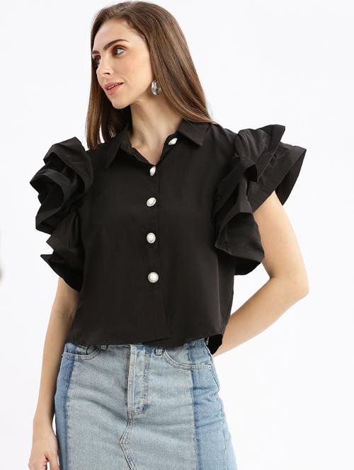 black solid regular top - 21387405 - Very Small Image - 1
