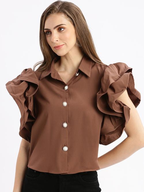 brown viscose regular top - 21387406 - Very Small Image - 1
