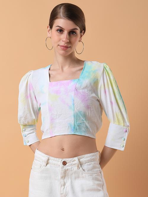 multi colored cotton blouson top - 21387507 - Very Small Image - 1