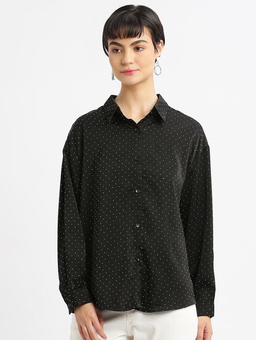 black polka dot regular shirt - 21387588 - Very Small Image - 1