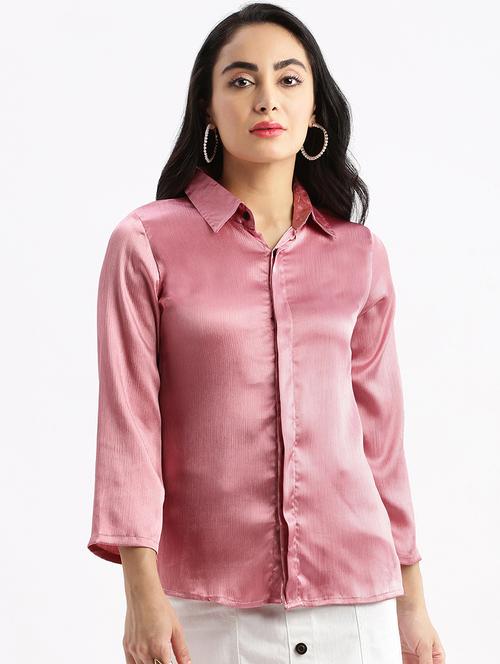 women pink satin regular shirt - 21387630 - Very Small Image - 1