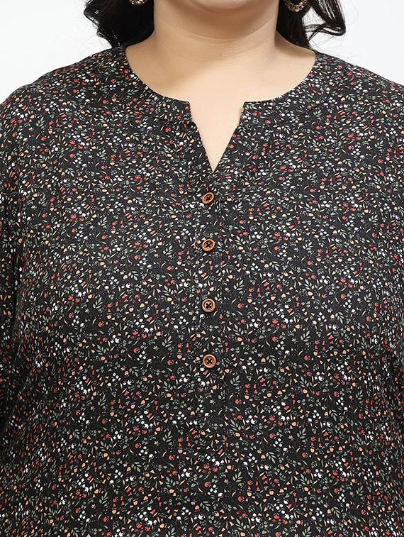 women black long sleeves plus size kurta - 21391096 - Standard Image - 5