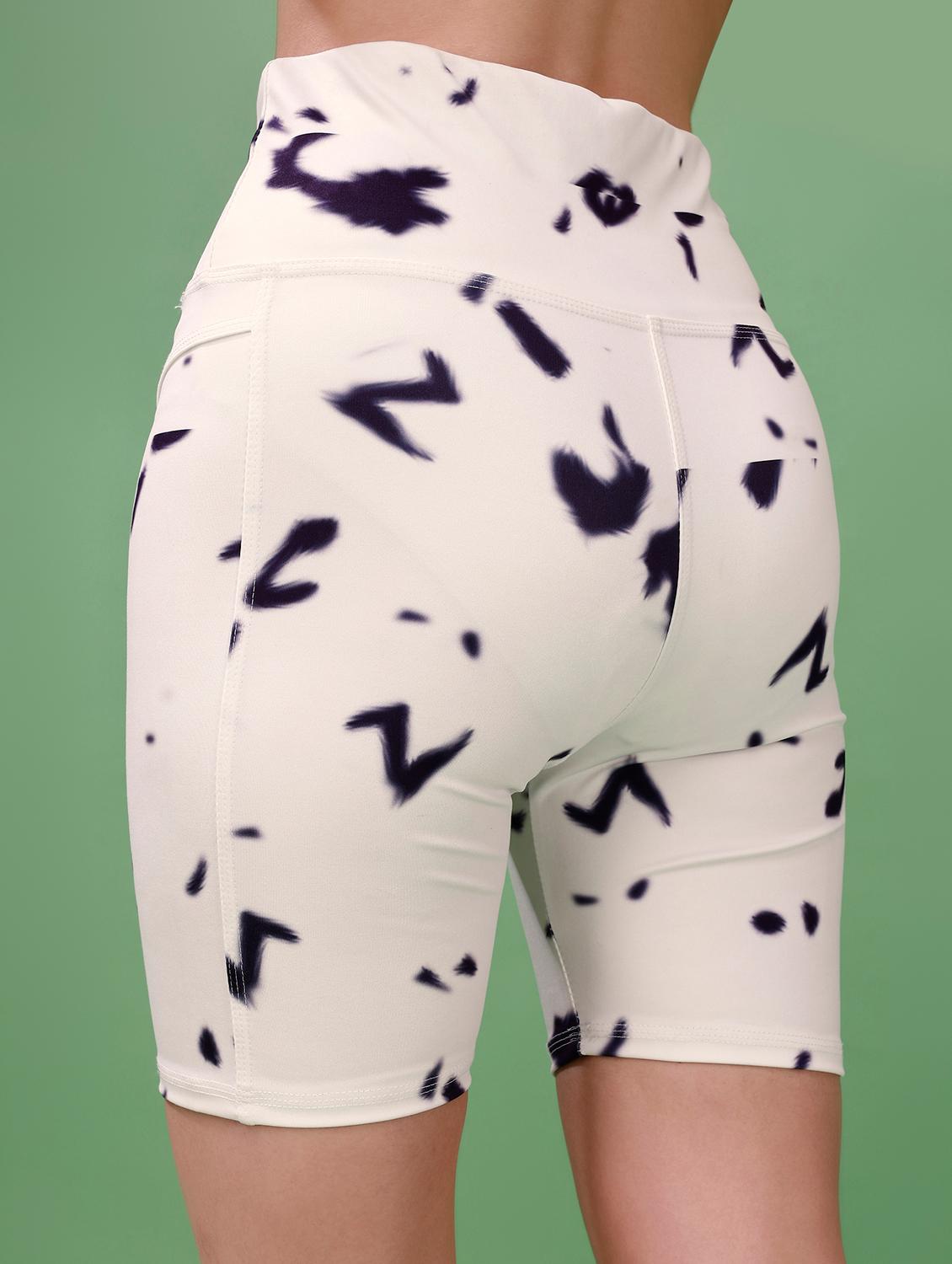 women printed high rise active wear short - 21391426 - Standard Image - 3