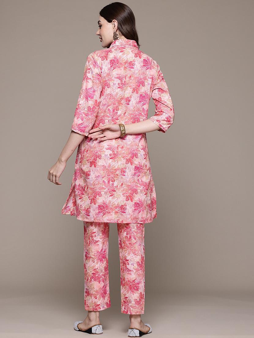 women shirt collar printed co-ord set - 21393226 - Standard Image - 3