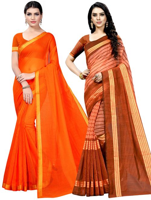 pack of 2 printed casual wear saree with blouse - 21395836 - Very Small Image - 1