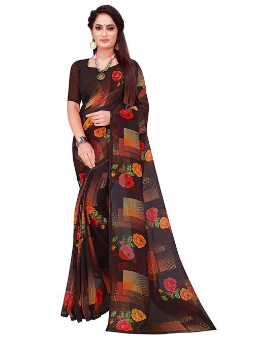 women floral printed georgette saree with blouse - 21396548 - Very Small Image - 1