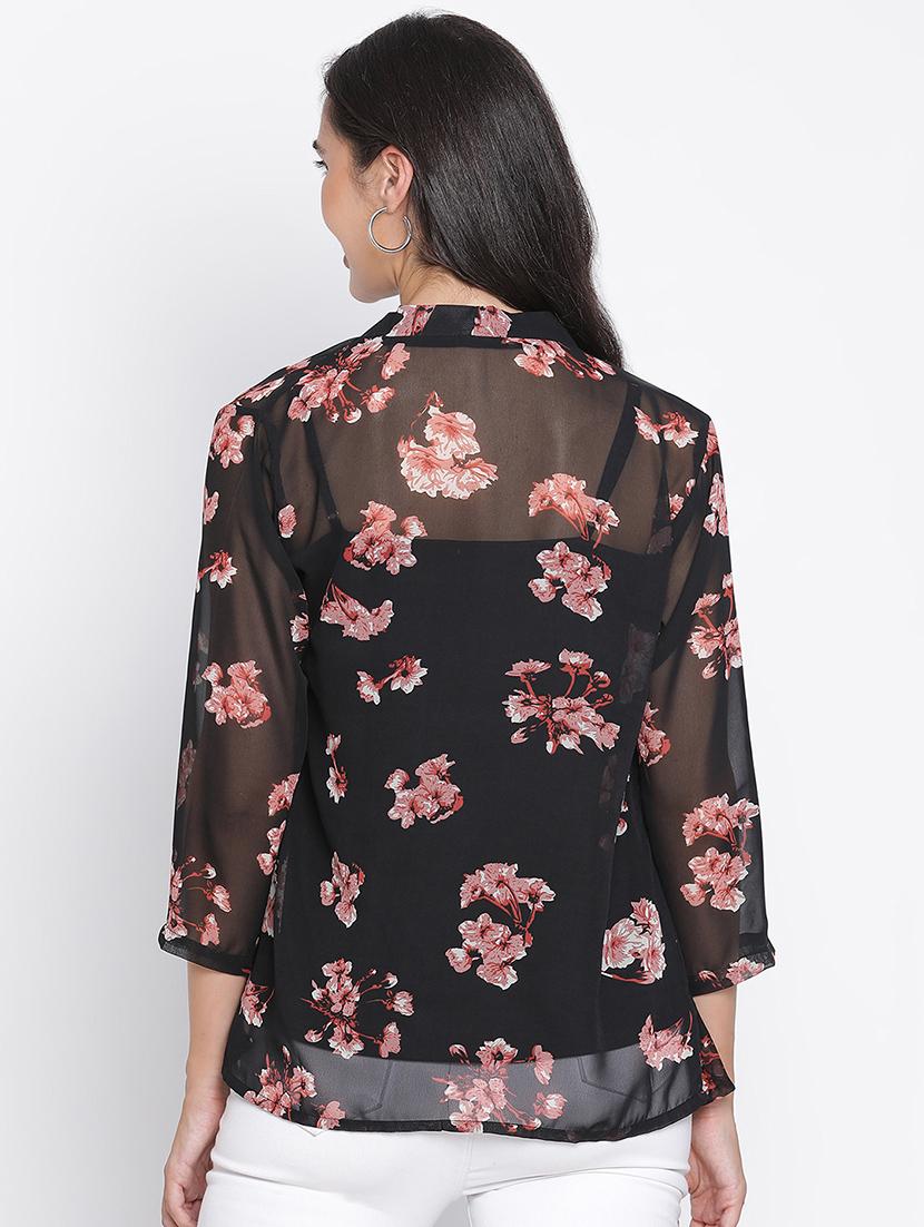 black floral printed regular shrug - 21399606 - Standard Image - 3
