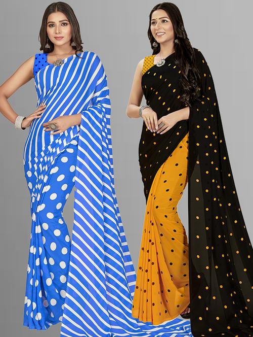 pack of 2 printed saree with blouse - 21407032 - Very Small Image - 1