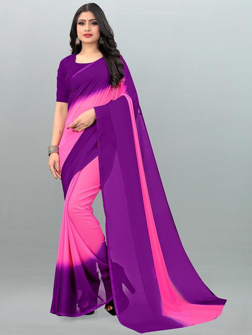 women casual wear georgette saree with blouse - 21407136 - Very Small Image - 1