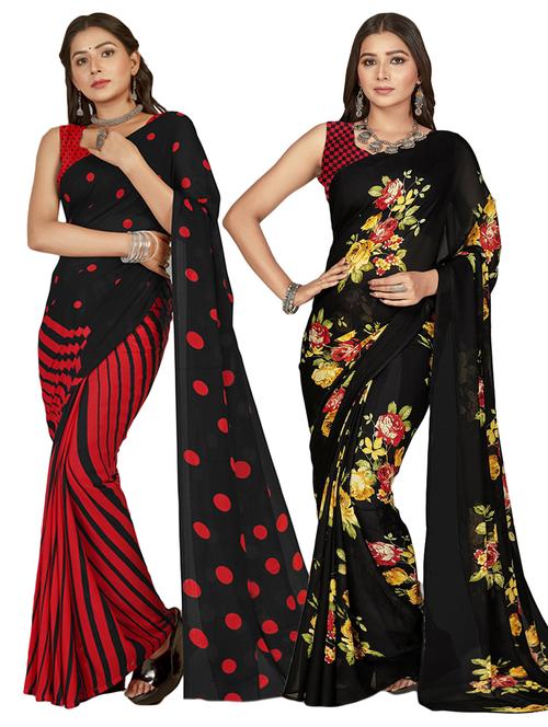 pack of 2 multi colored combo saree with blouse - 21407476 - Very Small Image - 1