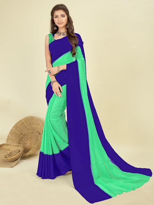 women solid plain saree with blouse - 21407937 - Very Small Image - 1