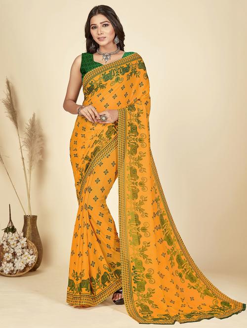 women printed saree with blouse - 21408588 - Very Small Image - 1