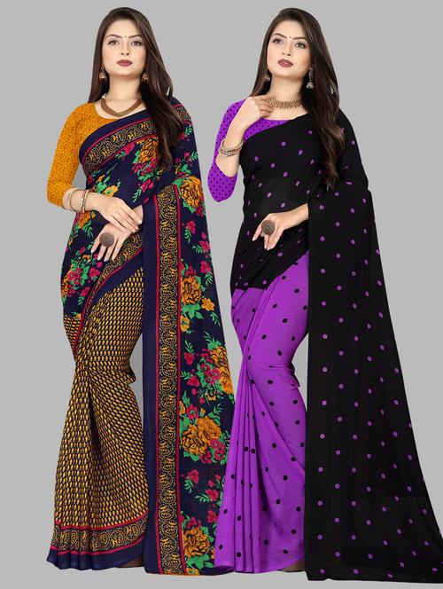 women printed casual wear saree with blouse - 21410050 - Very Small Image - 1