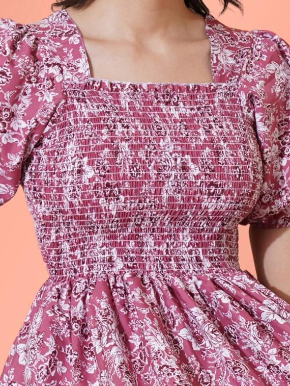 women pink polyseter fit & flare dress - 21412821 - Standard Image - 3