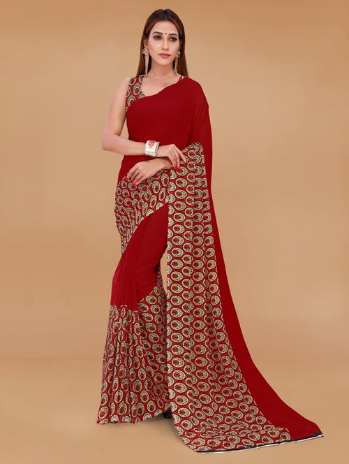 women printed georgette saree with blouse - 21413560 - Very Small Image - 1