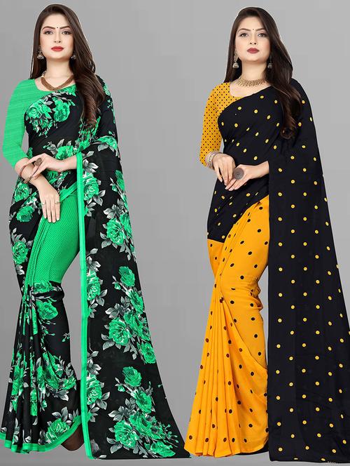 women pack of 2 casual wear sarees with blouse - 21428463 - Very Small Image - 1