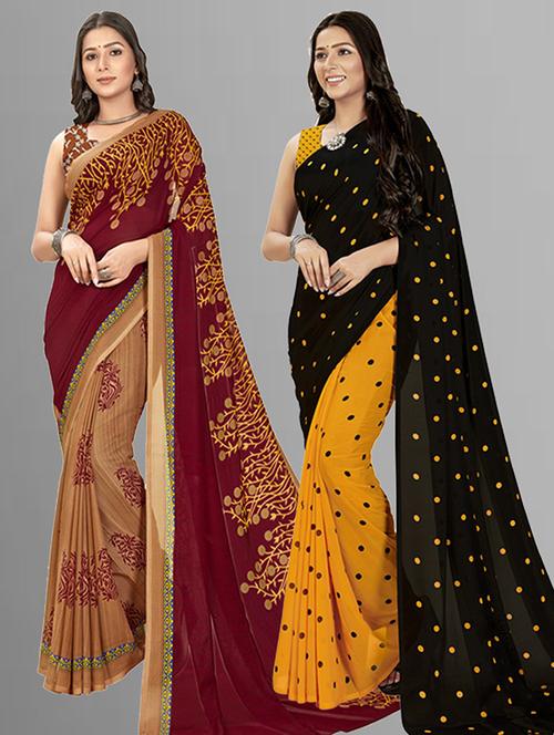 women pack of 2 casual wear sarees with blouse - 21429168 - Very Small Image - 1