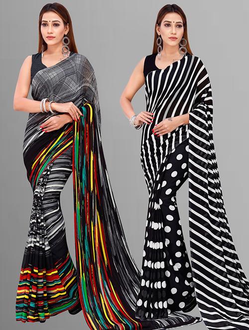 women pack of 2 casual wear sarees with blouse - 21429499 - Very Small Image - 1
