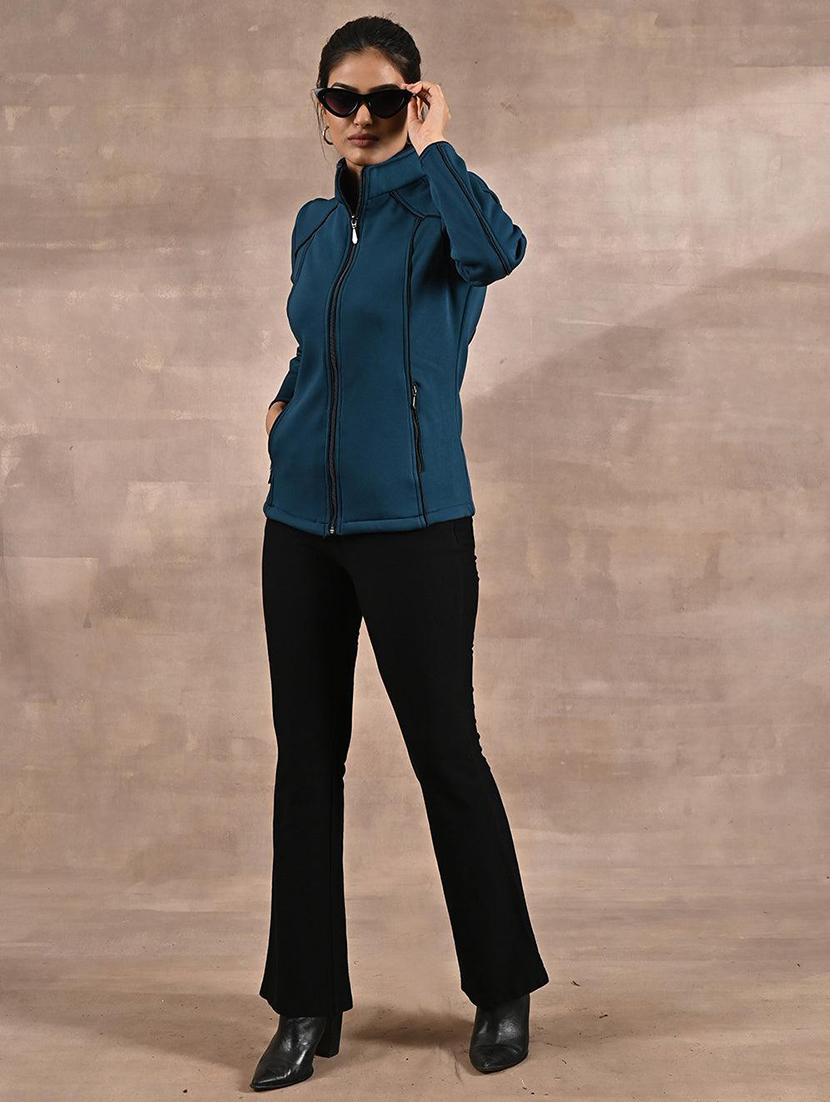 women teal solids long sleeve jacket - 21431373 - Zoom Image - 3