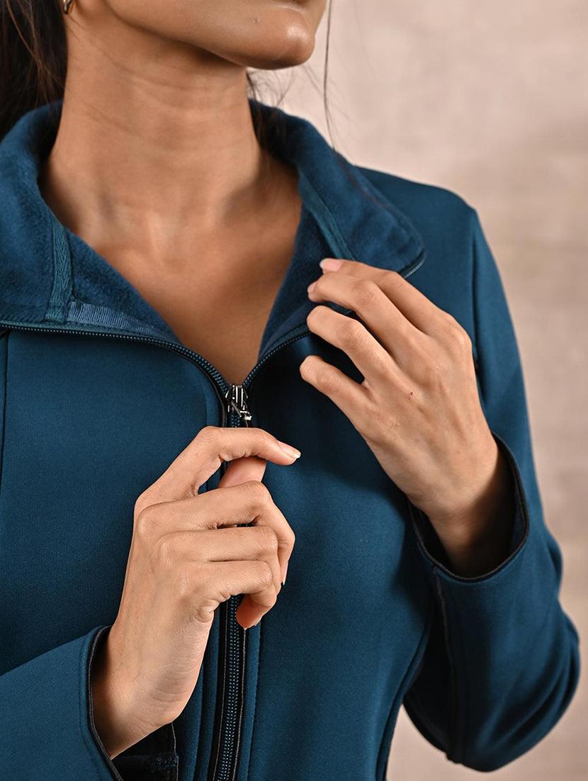 women teal solids long sleeve jacket - 21431373 - Zoom Image - 4