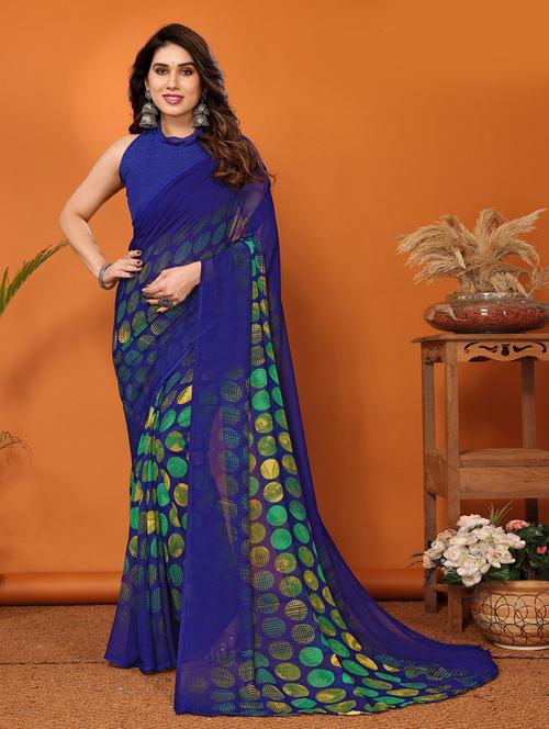 women casual wear georgette saree with blouse - 21433276 - Very Small Image - 1