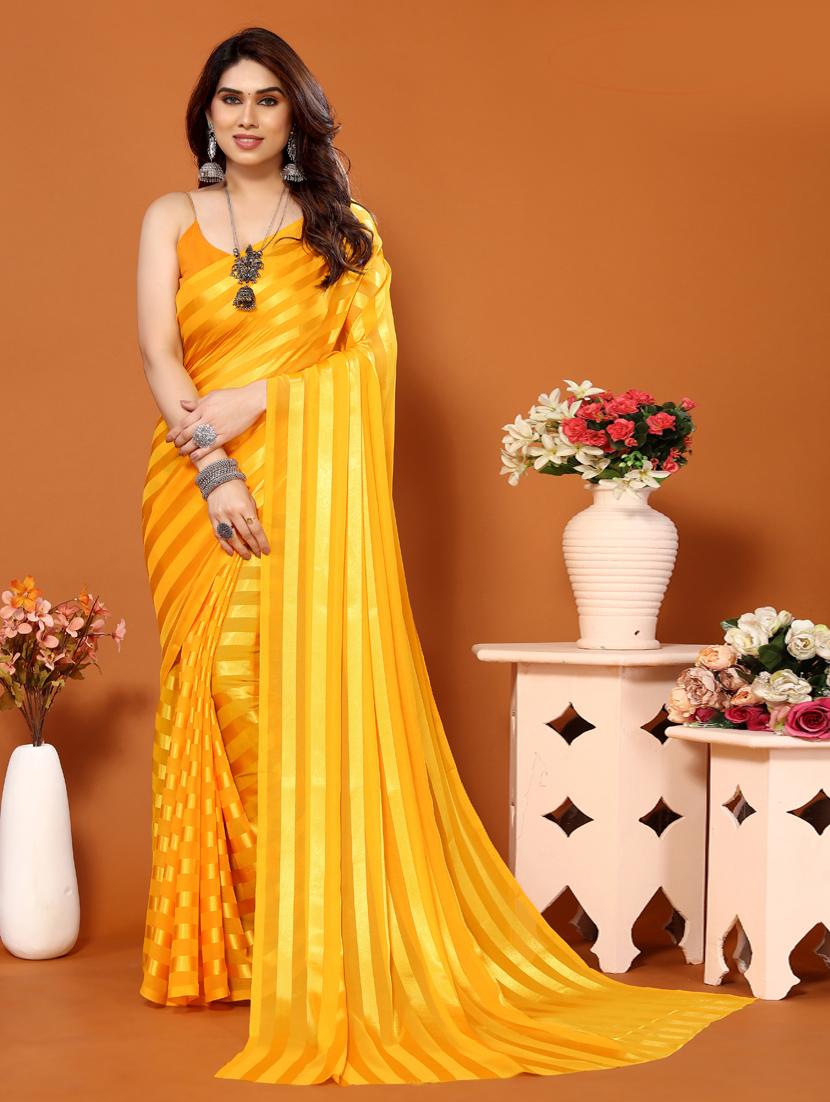 women striped casual wear saree with blouse