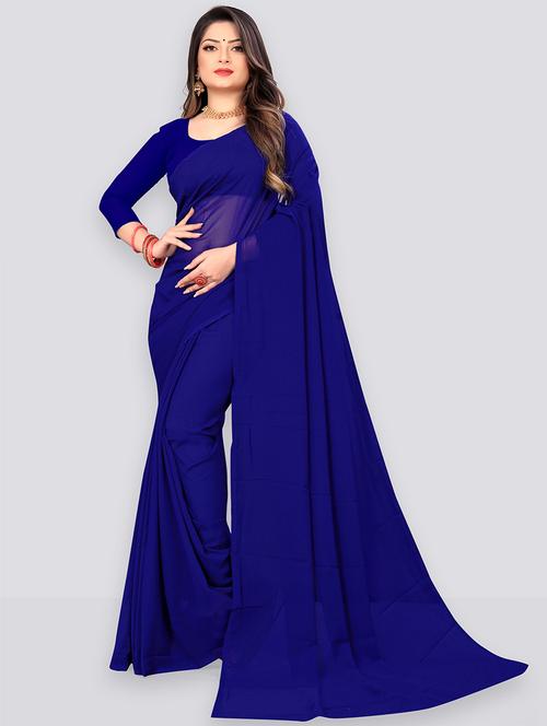 women plain casual wear saree with blouse - 21443904 - Very Small Image - 1