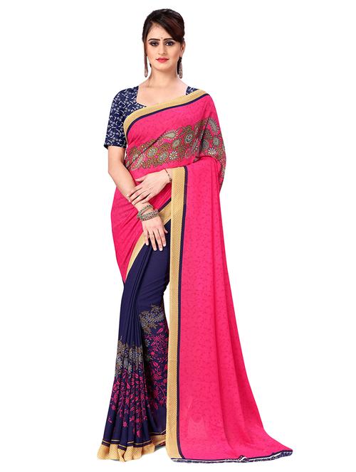 women printed casual saree with blouse - 21444644 - Very Small Image - 1