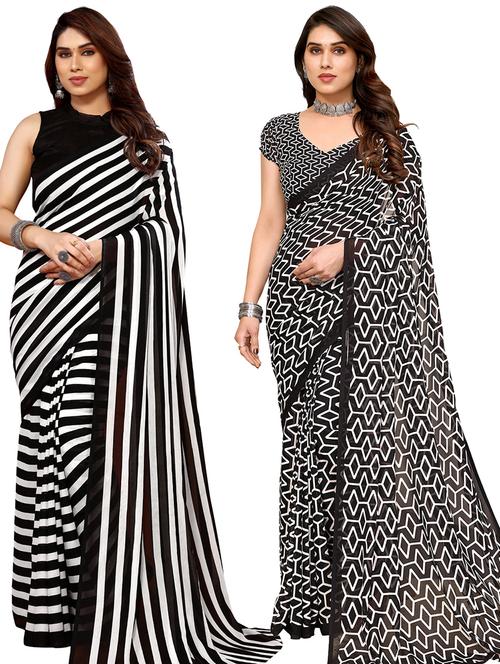 pack of 2 casual wear sarees with blouse - 21445459 - Very Small Image - 1