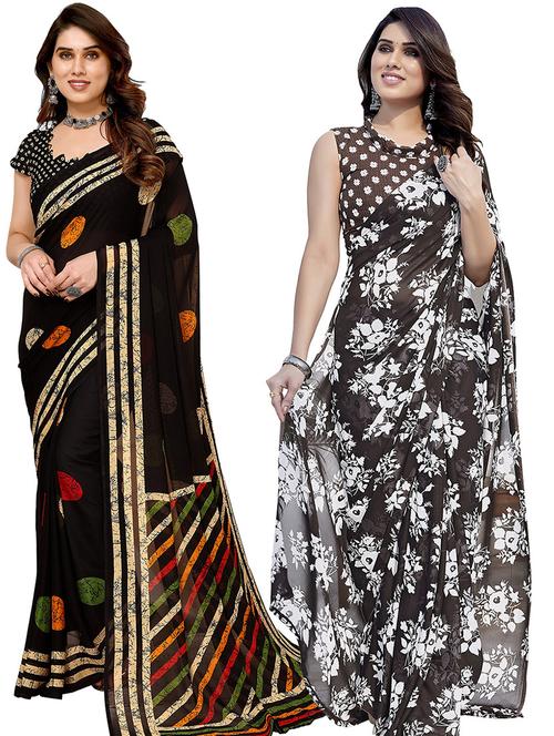 women pack of 2 casual wear combo saree with blouse - 21445776 - Very Small Image - 1