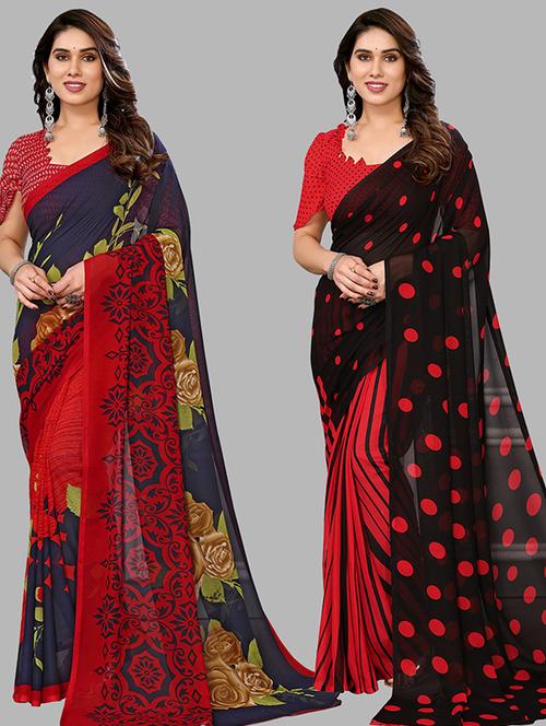 women pack of 2 casual wear combo saree with blouse - 21446041 - Very Small Image - 1