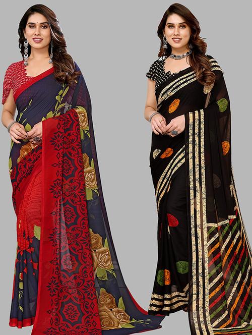 women pack of 2 casual wear combo saree with blouse - 21446095 - Very Small Image - 1