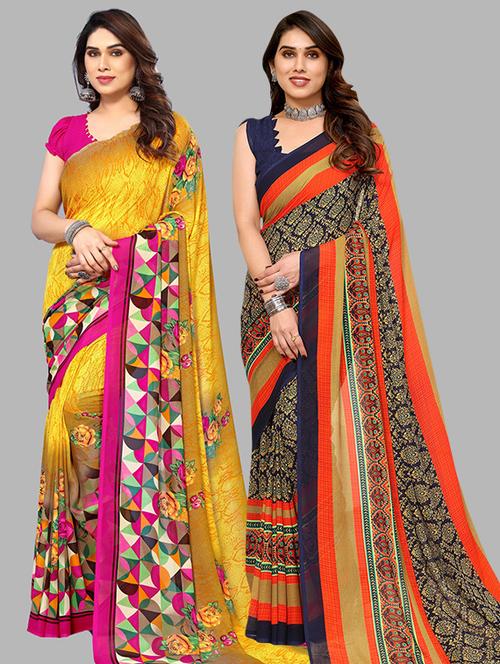 women pack of 2 casual wear combo saree with blouse - 21446148 - Very Small Image - 1