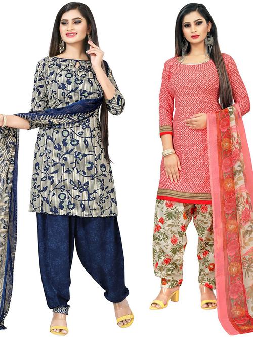 pack of 2 printed unstitched suit set - 21447368 - Very Small Image - 1