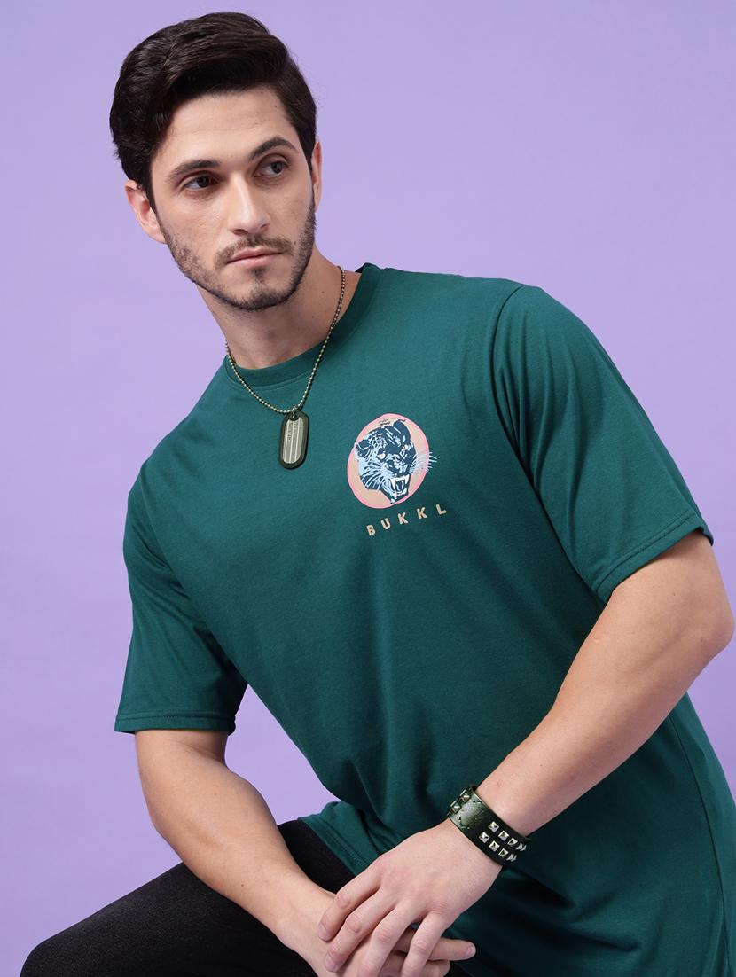 men round neck back print t-shirt - 21450549 - Zoom Image - 1