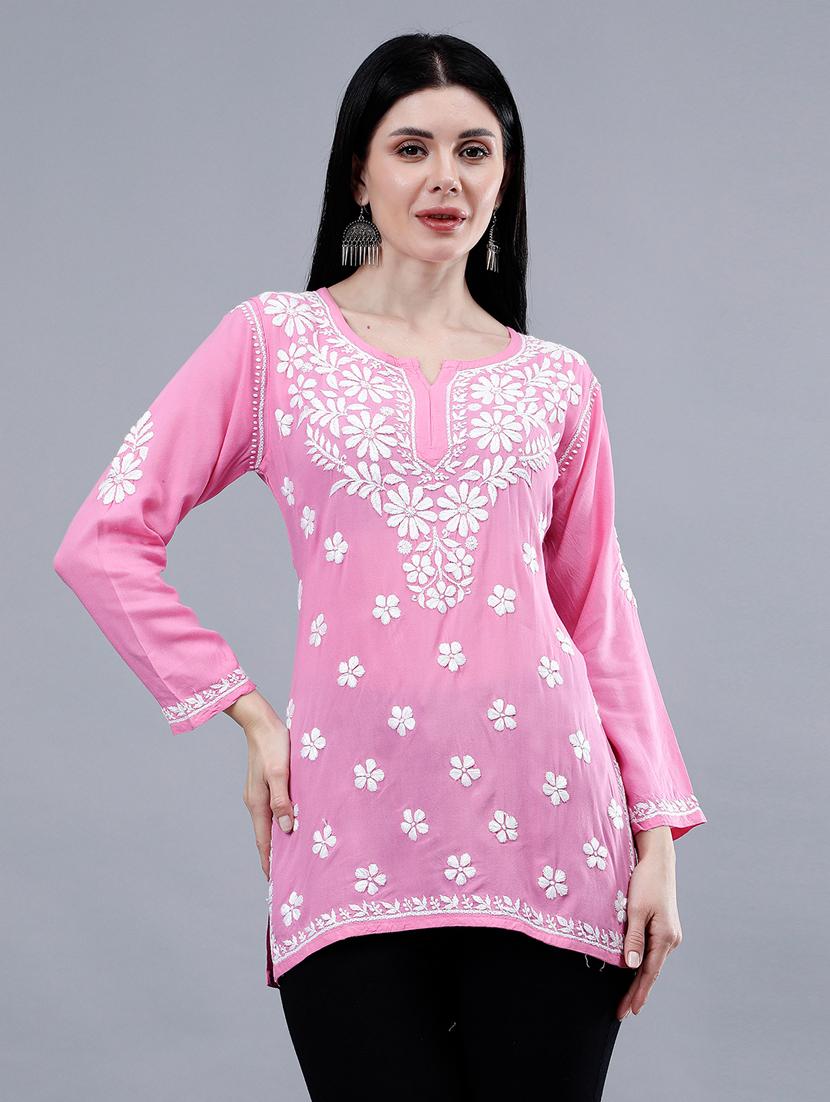 women chikankari straight kurti - 21450821 -  Zoom Image - 0